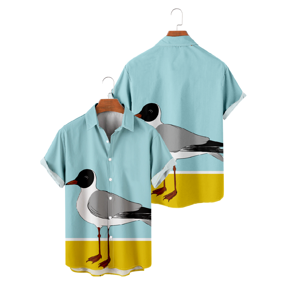 Men's Seagull Print Hawaiian Button Up Shirt Fashion Shirt Short Sleeve Regular Fit