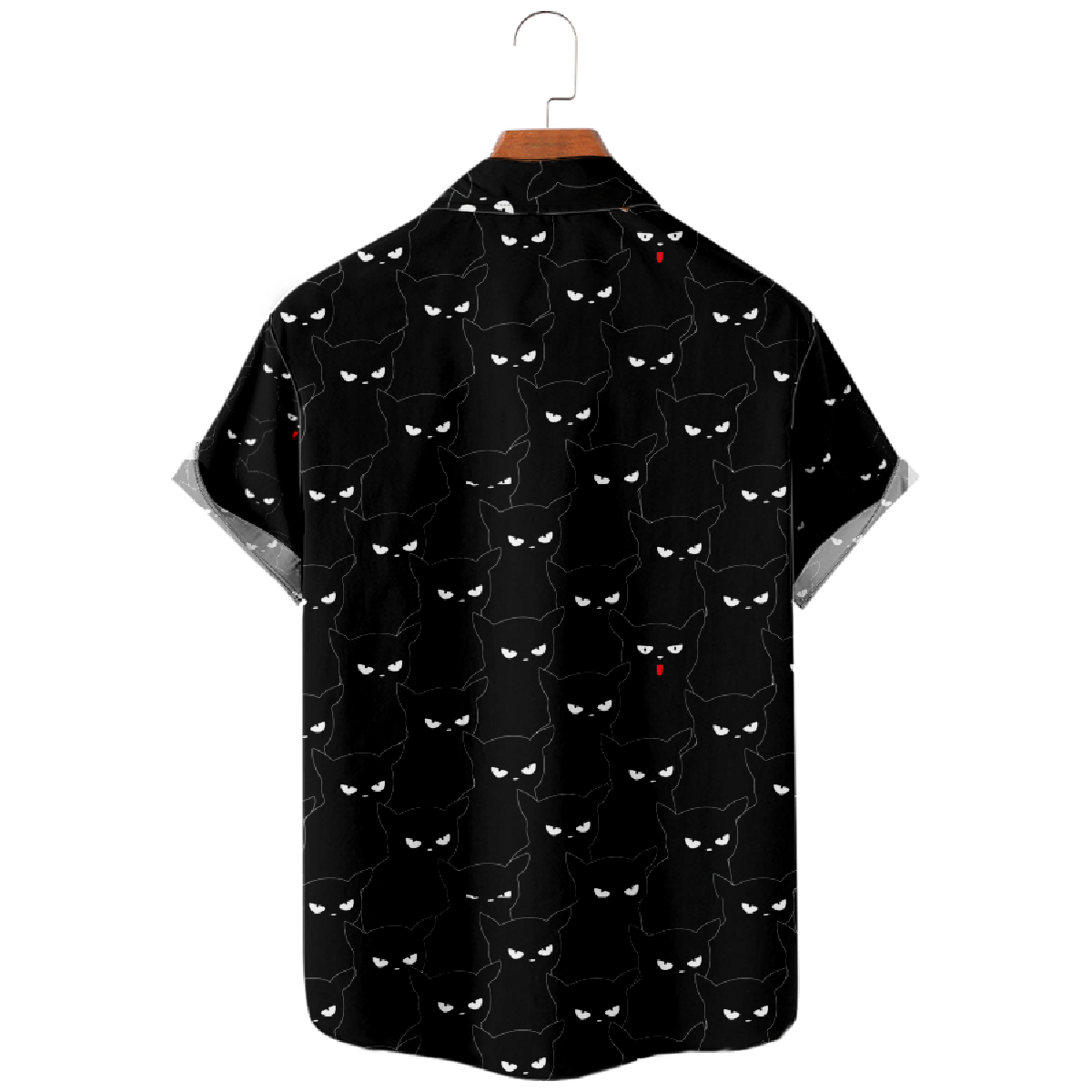 Black Cat Print Button Up Shirt for Men Short Sleeve Shirt Regular Fit