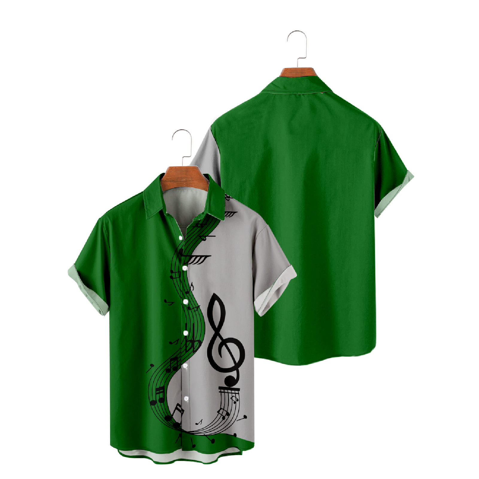 Music Symbols Two Tone Short Sleeve Shirt Men's Button Up Shirt Summer Thin Tops