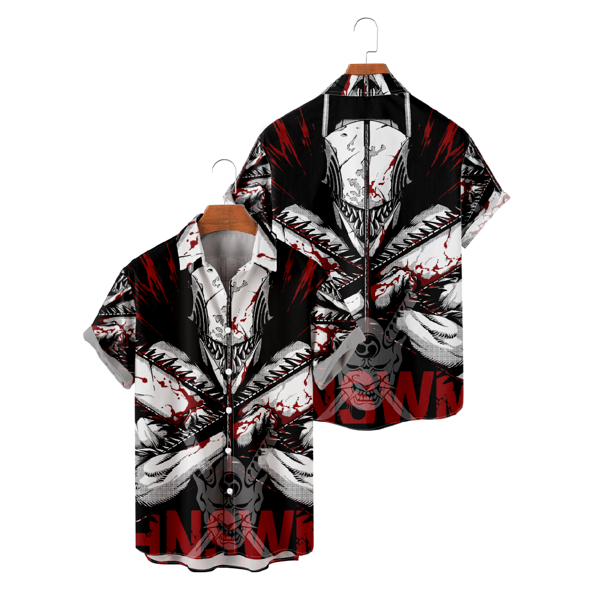 Chainsaw Man Button Up Shirt Mens Short Sleeve Shirt Regular Fit Pop Shirt
