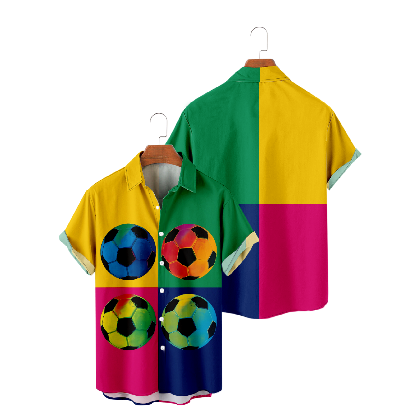 Sports Colour Block Button Up Shirt Men's Patchwork Short Sleeve Shirt Summer Tops