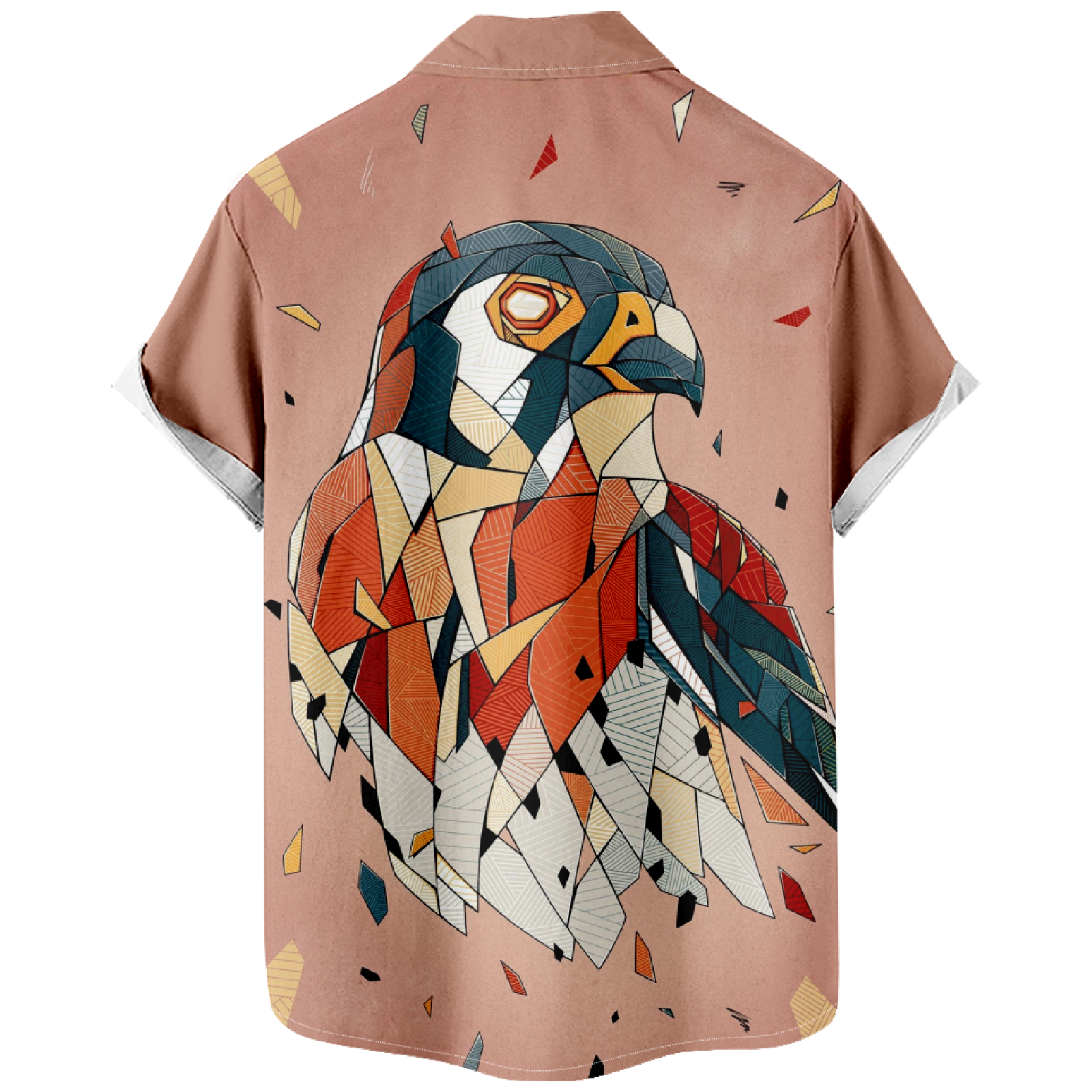 Eagle Button Up Shirt Allover Print Short Sleeve Shirt Men's Casual Tops