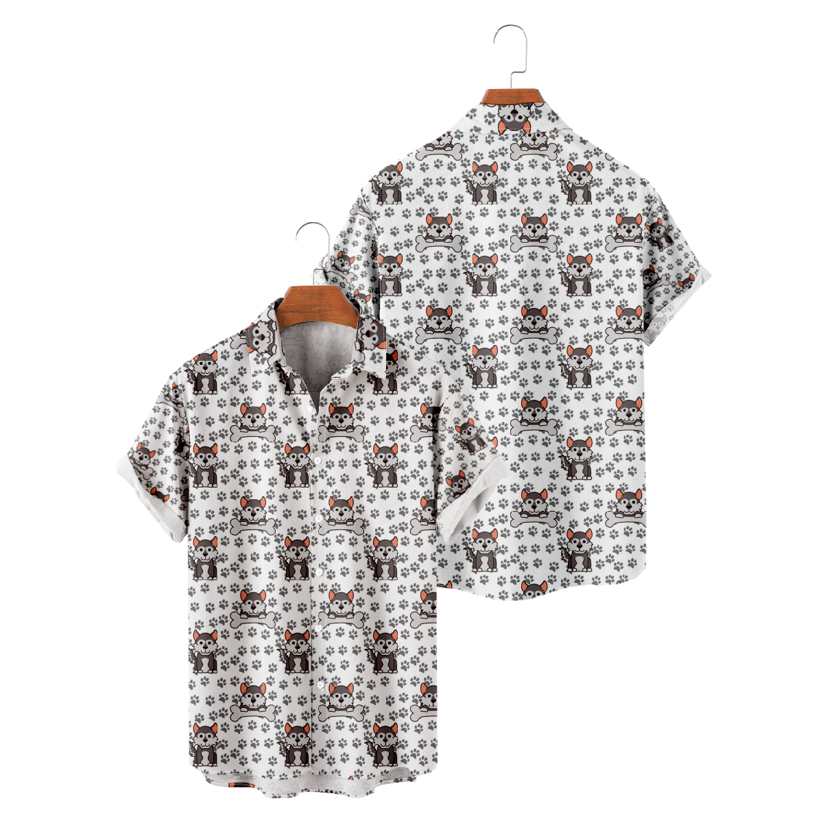 Dog Paw Print Hawaiian Shirt Men's Short Sleeve Shirt Summer Tops