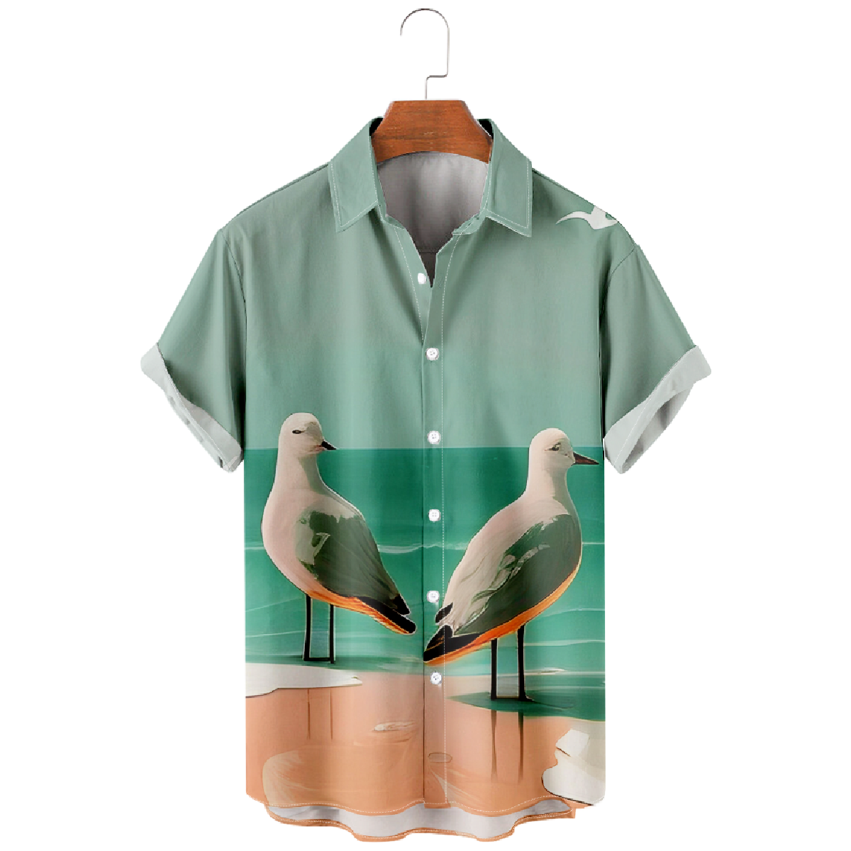 Seagull Hawaiian Button Up Shirt Fashion Mens' Shirt Short Sleeve Regular Fit
