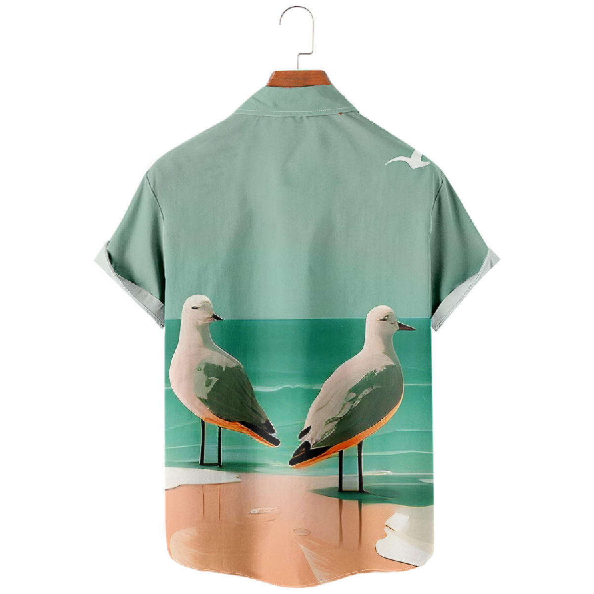 Seagull Hawaiian Button Up Shirt Fashion Mens' Shirt Short Sleeve Regular Fit