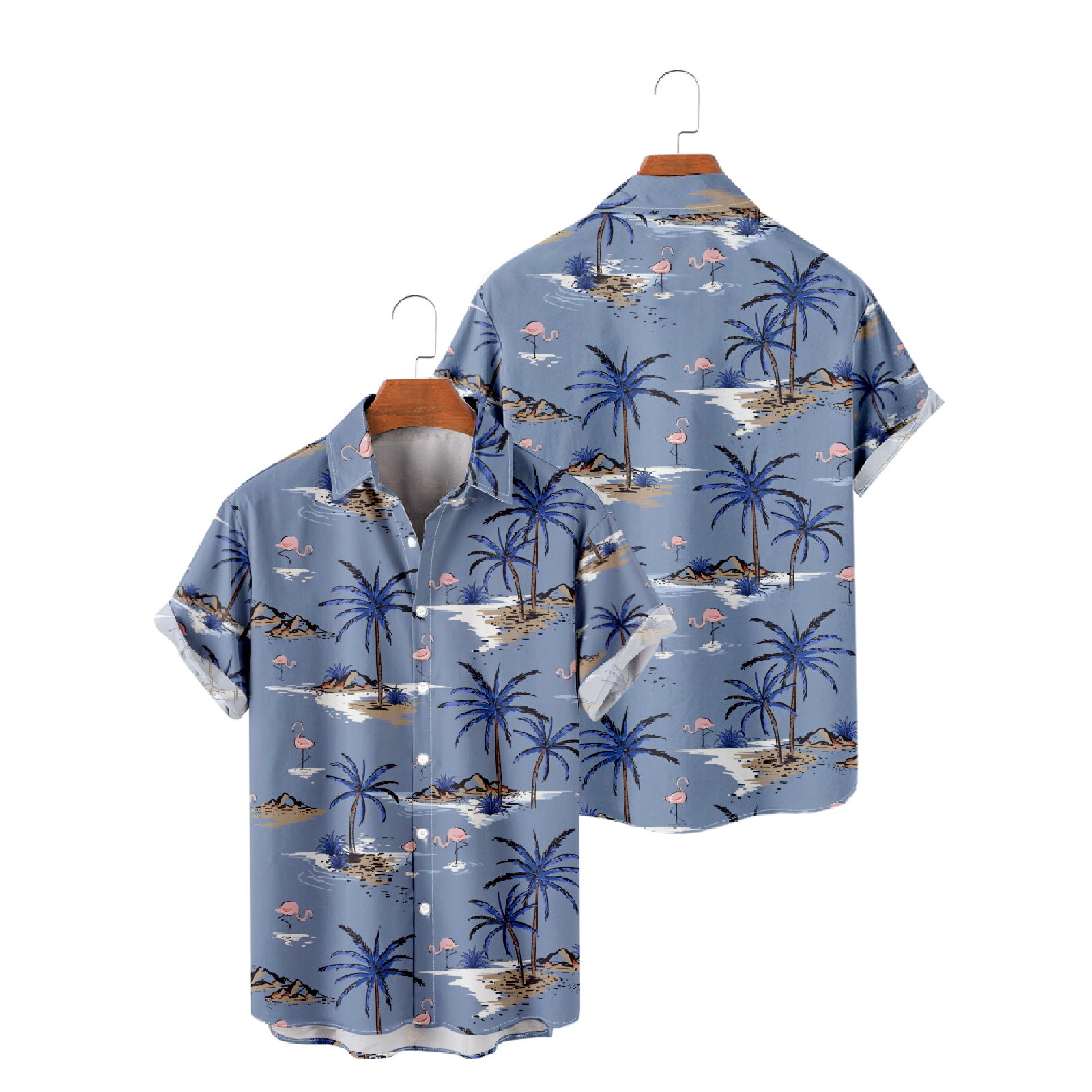 Palm Tree Hawaiian Button Short Sleeve Shirt Men's Summer Beach Shirt Thin