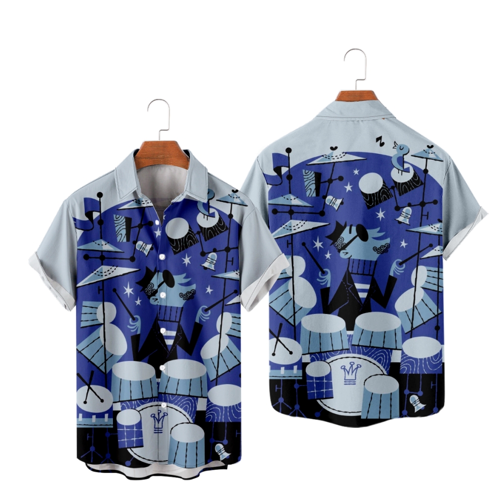 Jazzbo Button Up Shirt Men's Short Sleeves Straight Collar Regular Fit