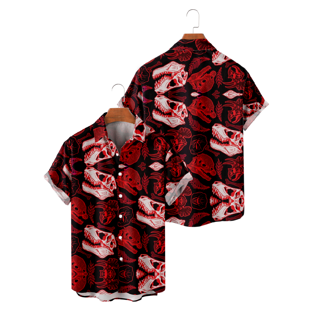 Men's Hawaiian Shirt Dinosaur Print Short Sleeve Shirt Summer Button Shirt