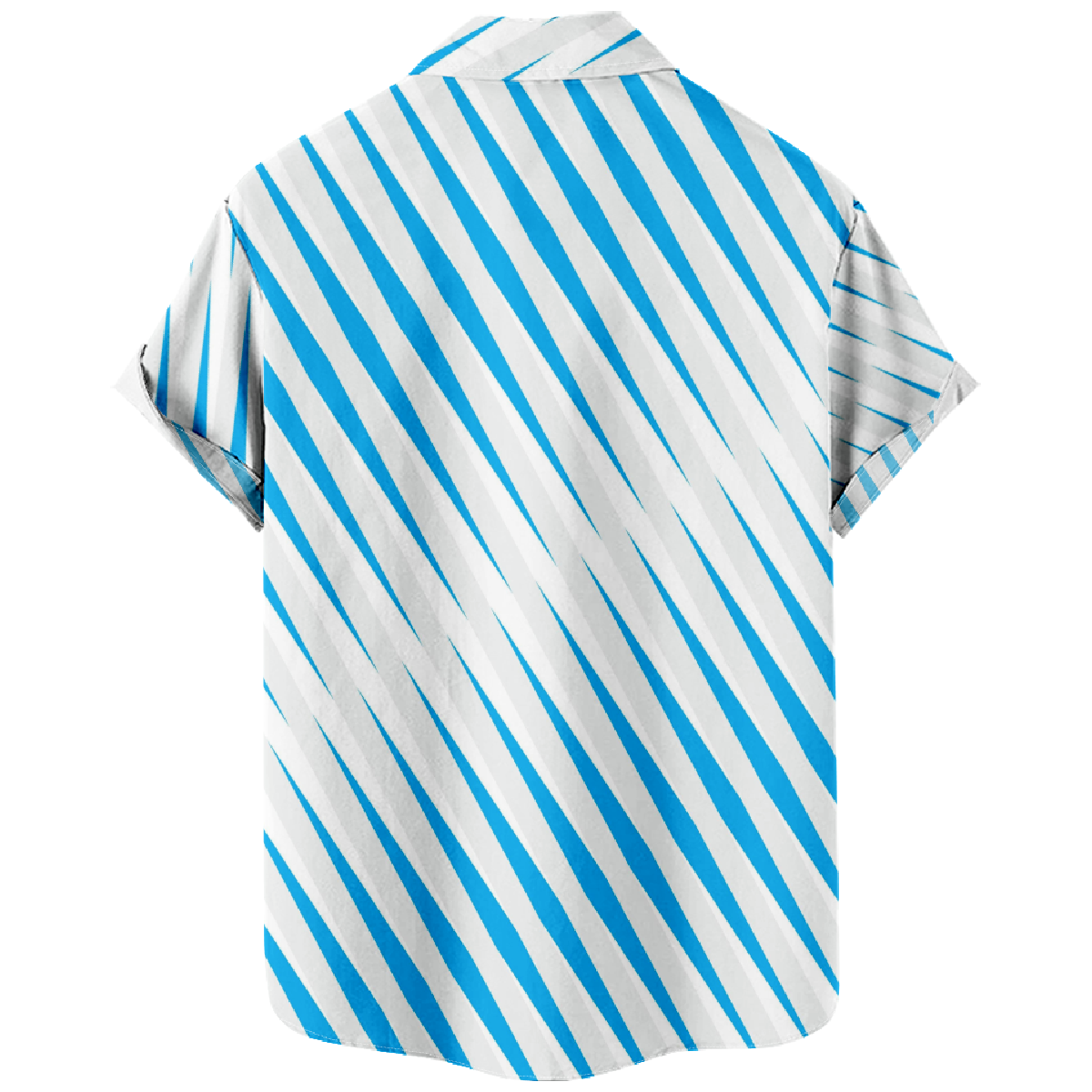 Blue Striped Short Sleeve Shirt Men's Casual Button Shirt Summer Tops