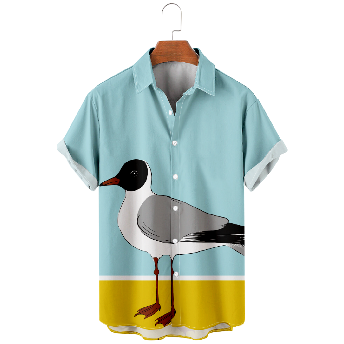 Men's Seagull Print Hawaiian Button Up Shirt Fashion Shirt Short Sleeve Regular Fit