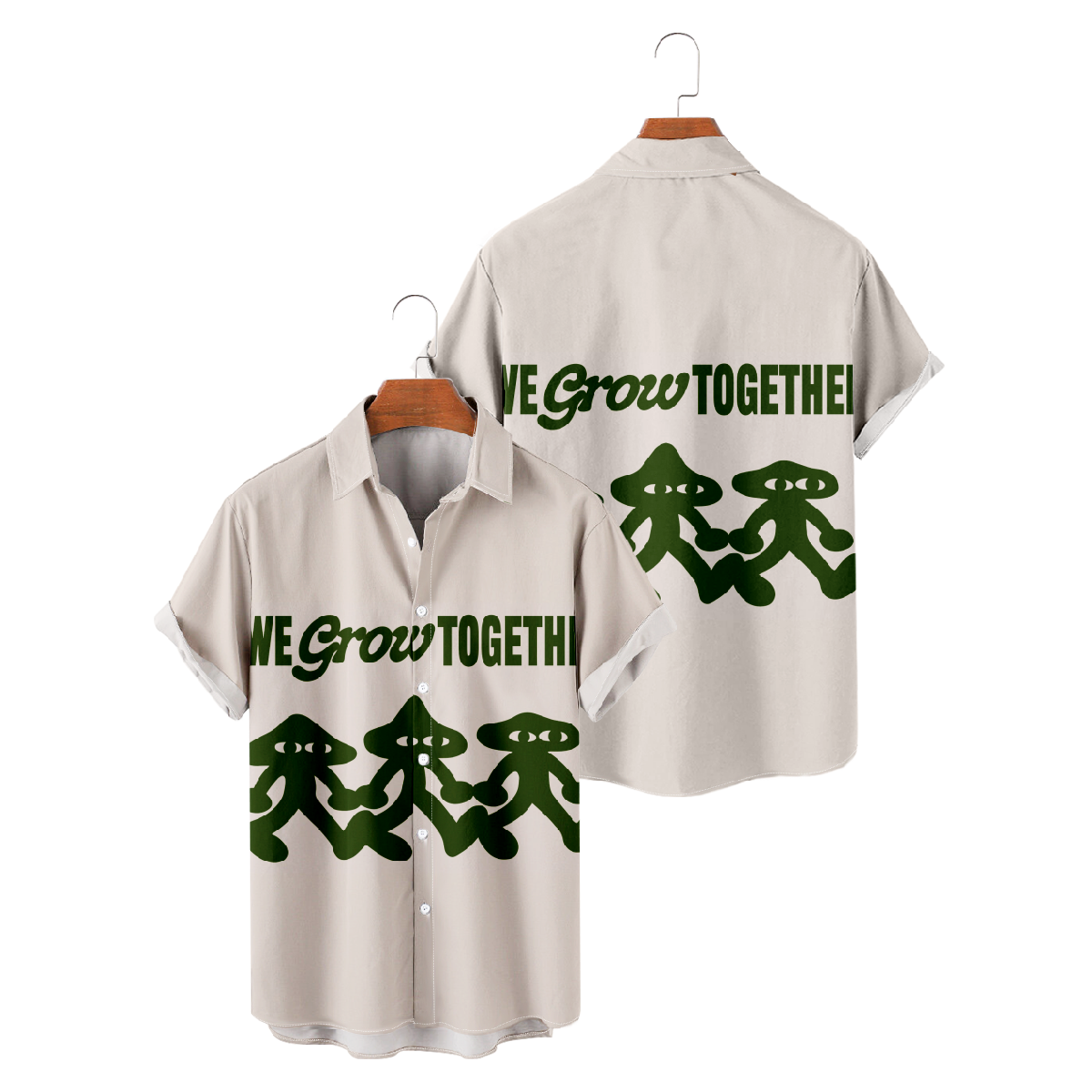 Men's Short Sleeve Shirt Mushroom Print Button Up Shirt Casual Shirt