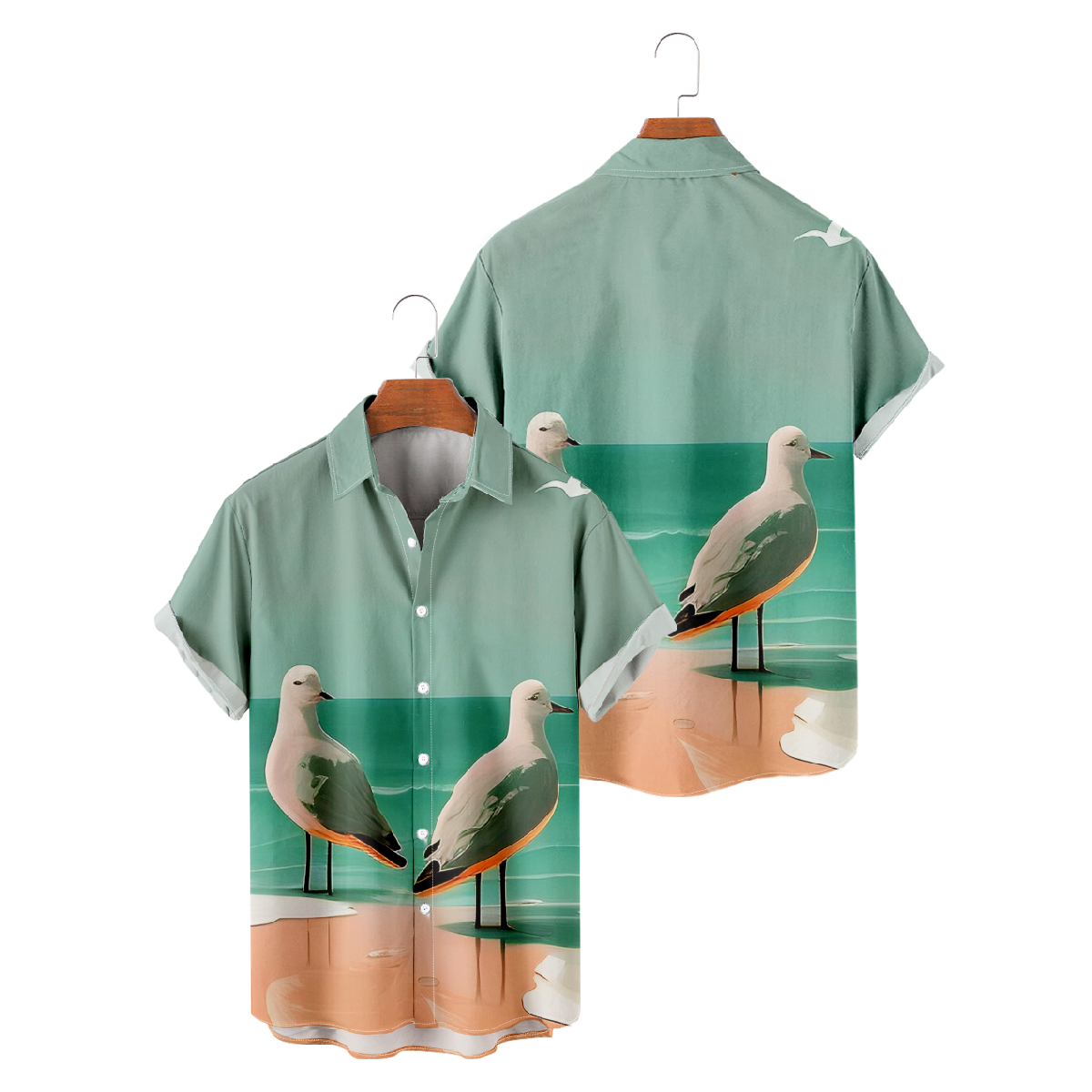 Seagull Hawaiian Button Up Shirt Fashion Mens' Shirt Short Sleeve Regular Fit