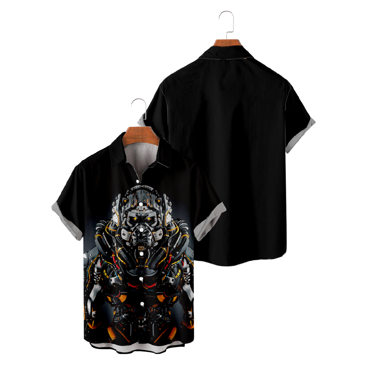 Robot Gorilla Button Up Shirt Men's Robot Culture Shirt Short Sleeve Shirt