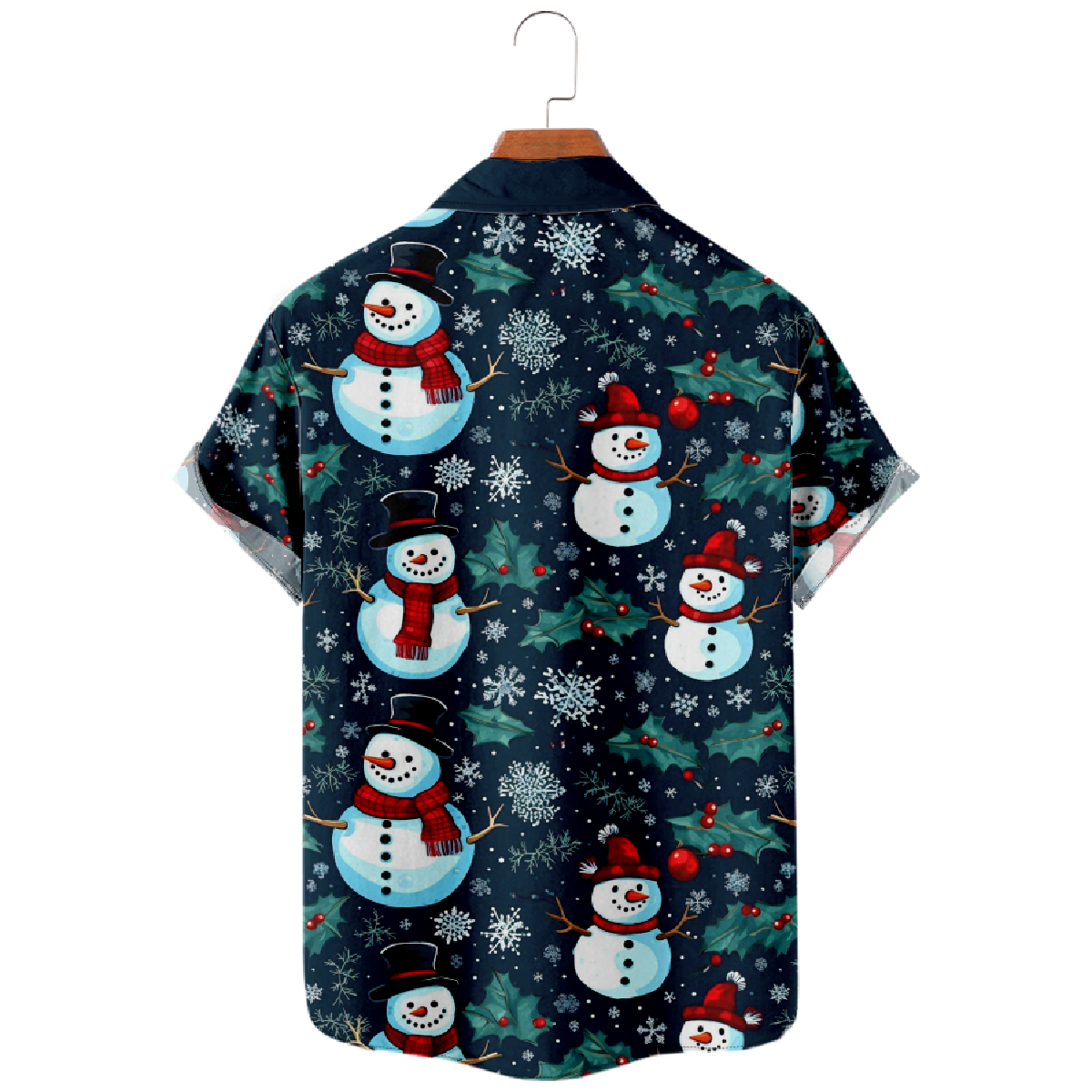 Snowman Hawaiian Shirt Men's Button Up Shirt Short Sleeve Regular Fit