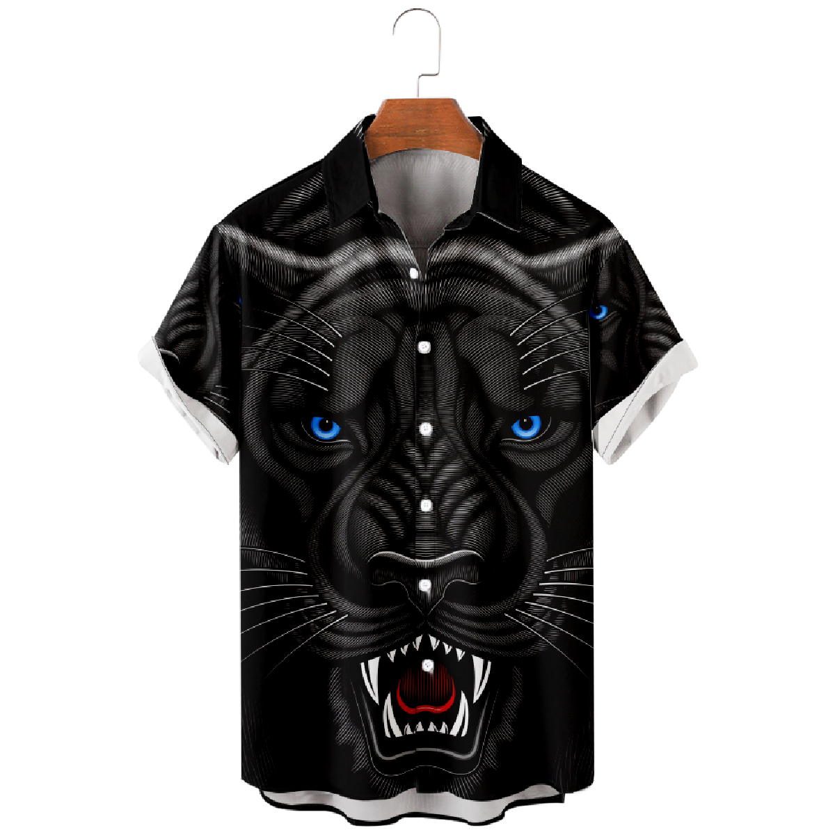 Black Panther Button Up Shirt Mens Short Sleeve Shirt Regular Fit