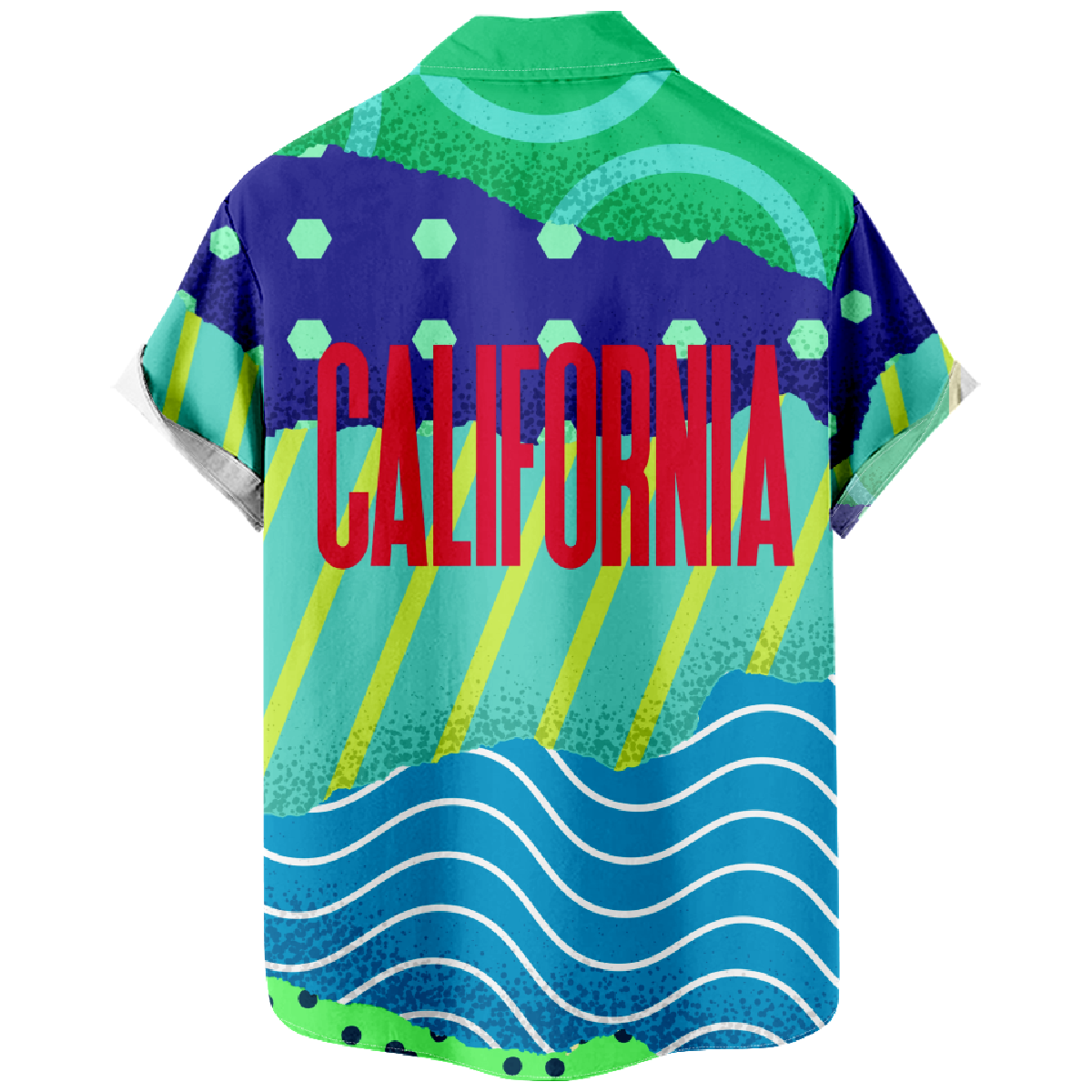 California The Lagoon Short Sleeve Shirt Men's Button Shirt Summer Hawaiian Tops