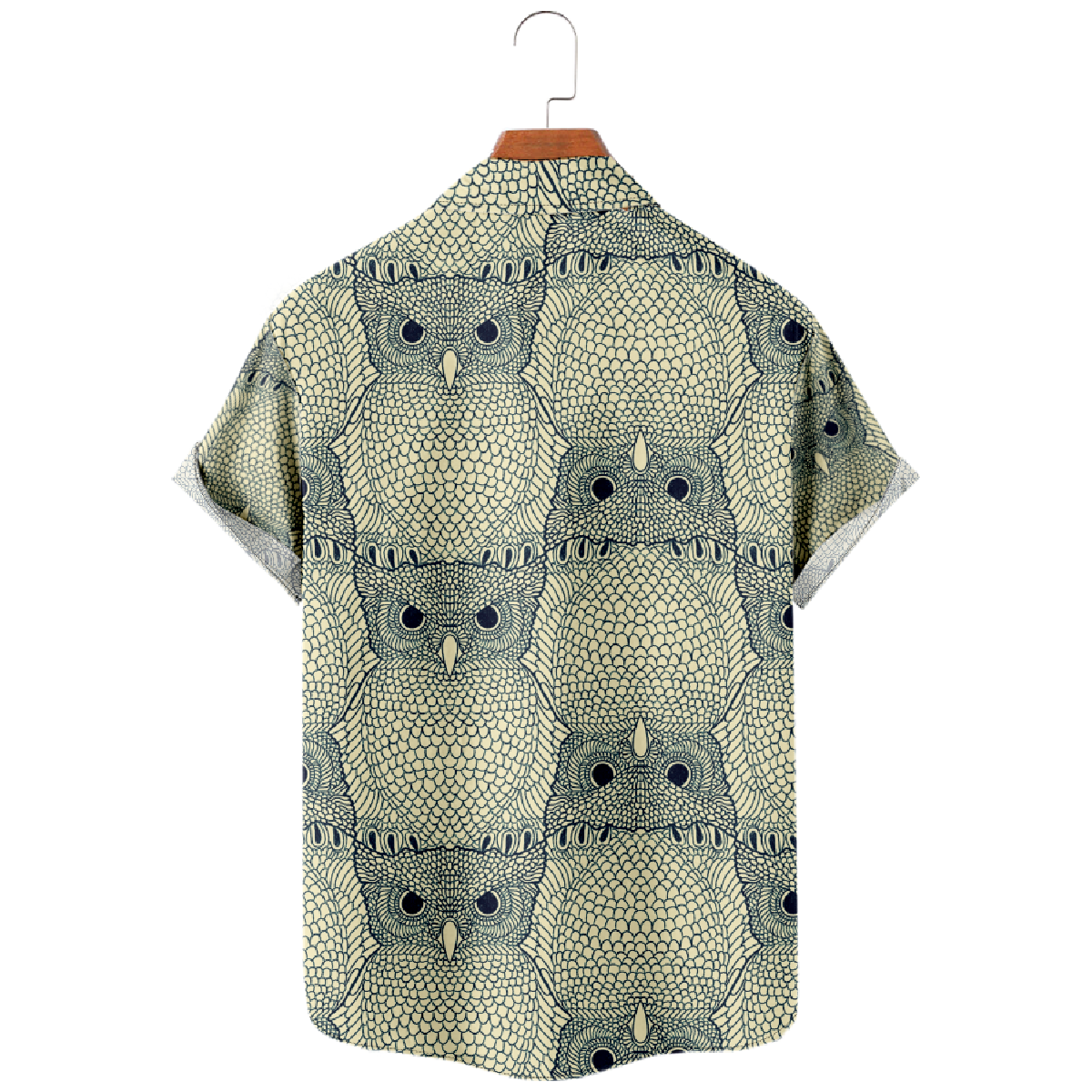 Men's Owl Graphic Print Button Up Shirt Short Sleeve Regular Fit Breathable Tops