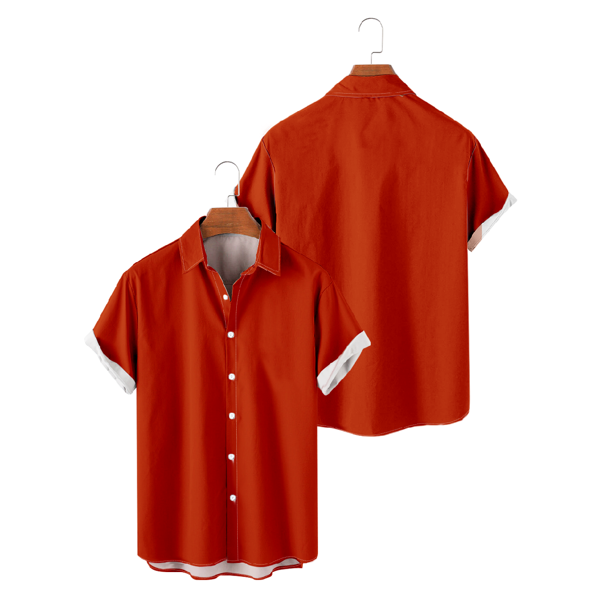 Mens Chicago Orange Button Up Shirt Short Sleeve Regular Fit Breathable Shirt