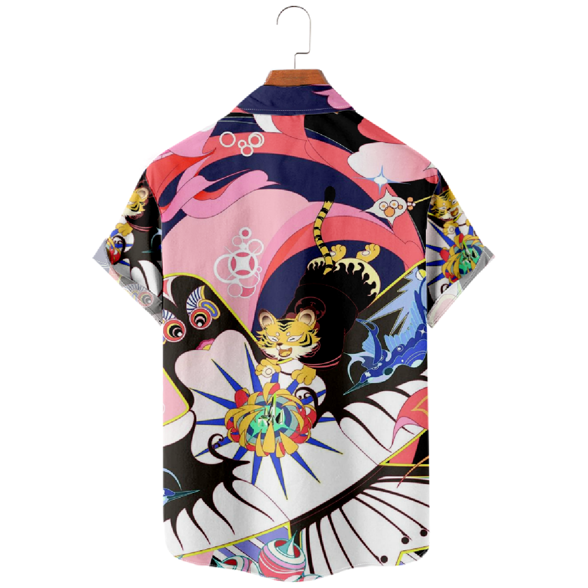 Kite Graphic Print Hawaiian Shirt Men's Button Up Shirt Short Sleeve Regular Fit