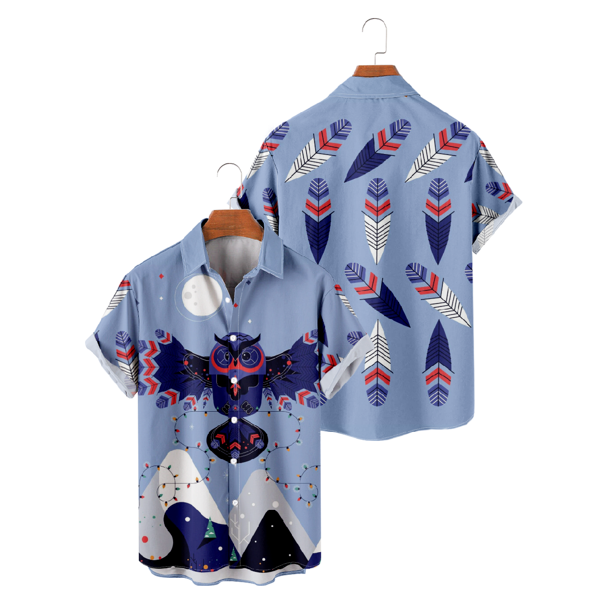 Owl Hawaiian Shirt Short Sleeve Shirt for Men Regular Fit Fashion Tops