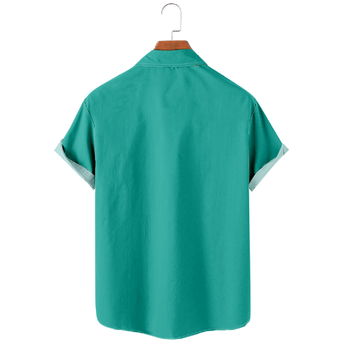 Seagull Print Green Button Up Shirt Short Sleeve Shirt for Men Fashion Tops