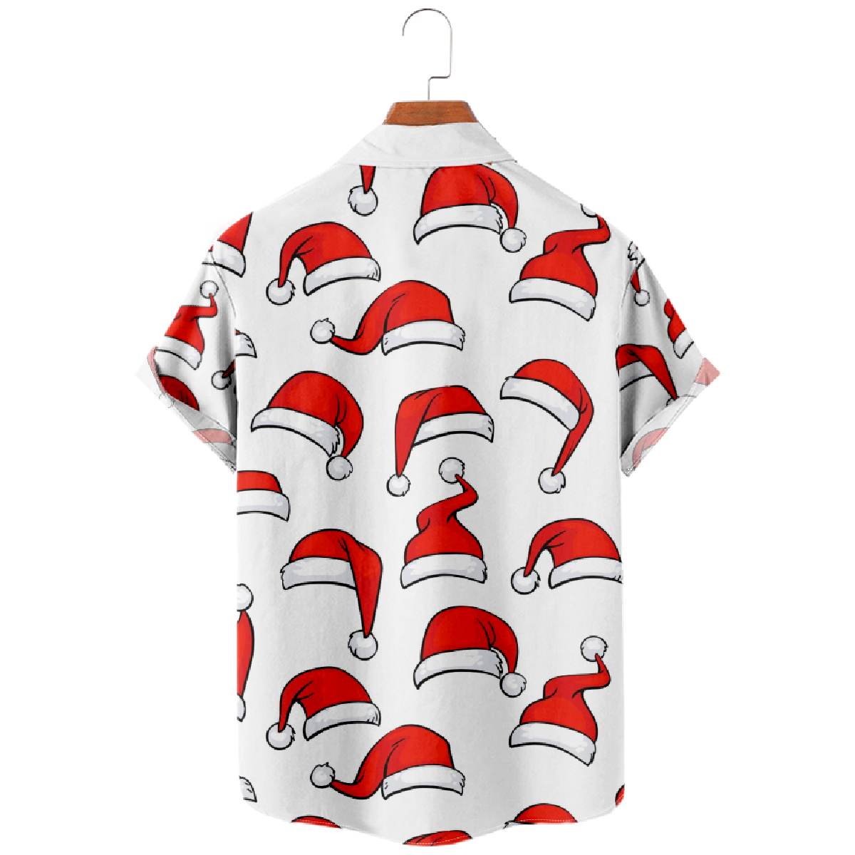 Santa Claus Red Hat Hawaiian Shirt Men's Button Up Shirt Short Sleeve Regular Fit