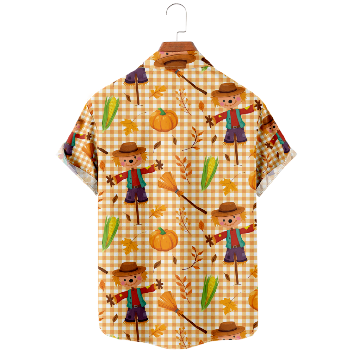 Scarecrow Button Up Shirt Halloween Costume Bear Scarecrow Hawaiian Shirt for Men Short Sleeve