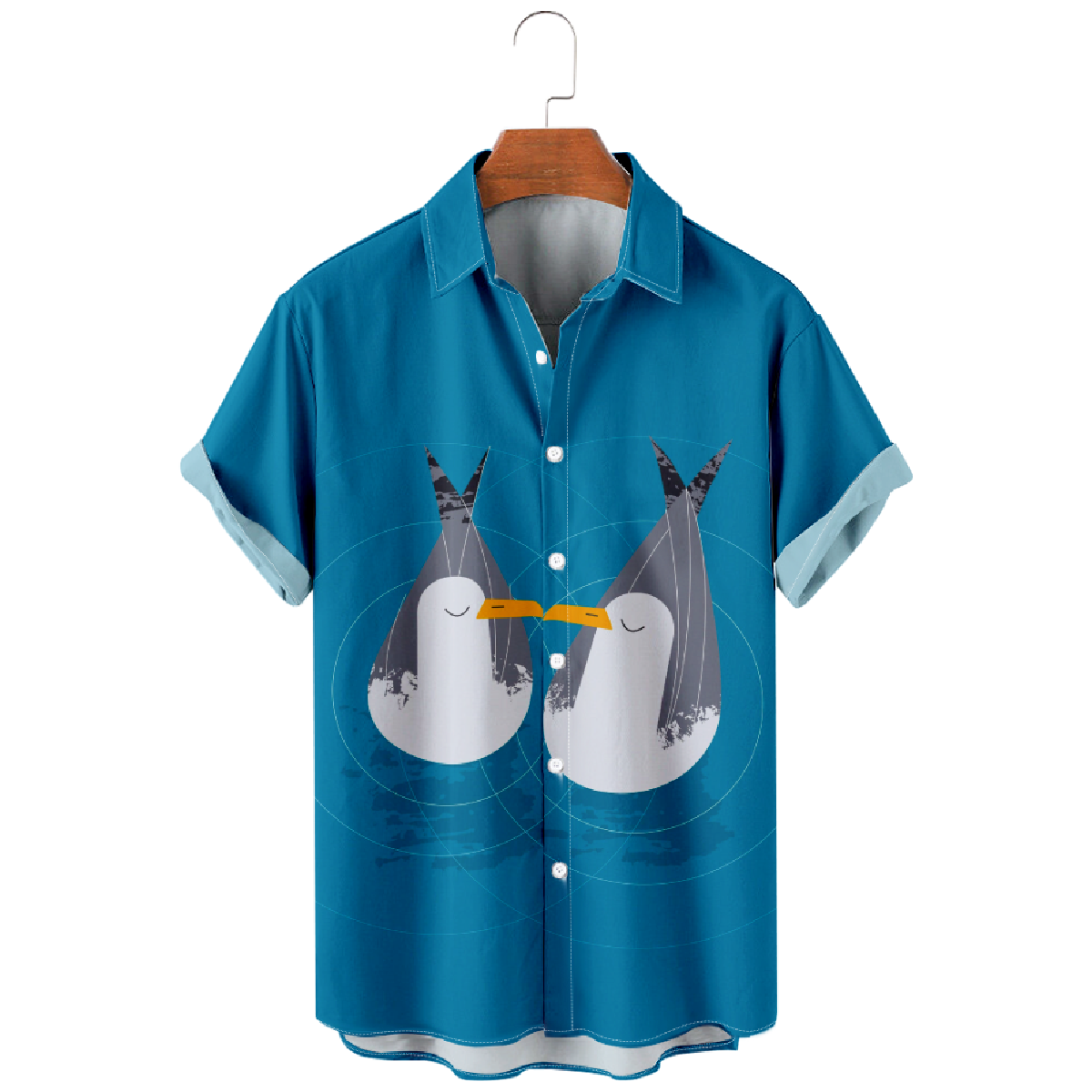 Double Seagulls Print Hawaiian Button Up Shirt Fashion Mens' Shirt Short Sleeve Regular Fit