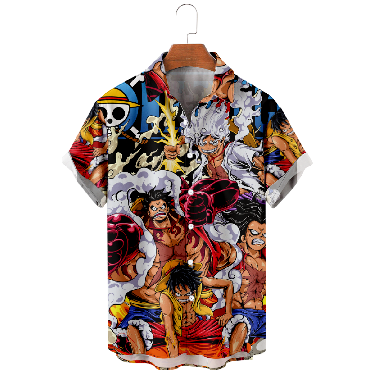 One Piece Print Shirt for Men Button Up Shirt Short Sleeve Hawaiian Shirt Ideal Gift