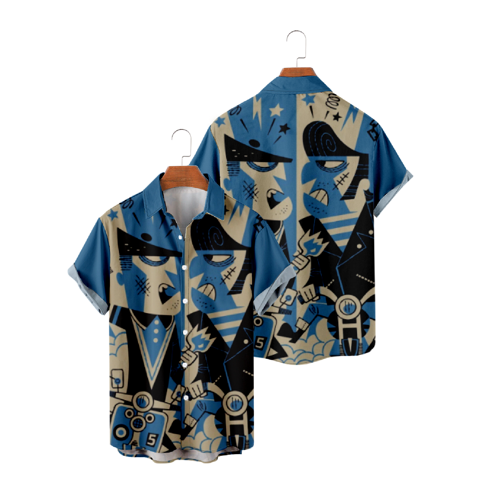 Mod Vs Rocker Button Up Shirt Men's Short Sleeves Shirt Casual Straight Collar