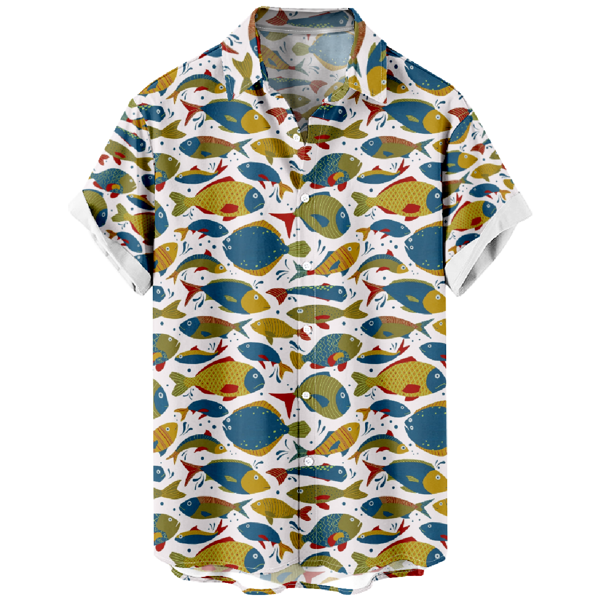 Men's Shirt Summer Hawaiian Shirt Fish Graphic Print Short Sleeve Top