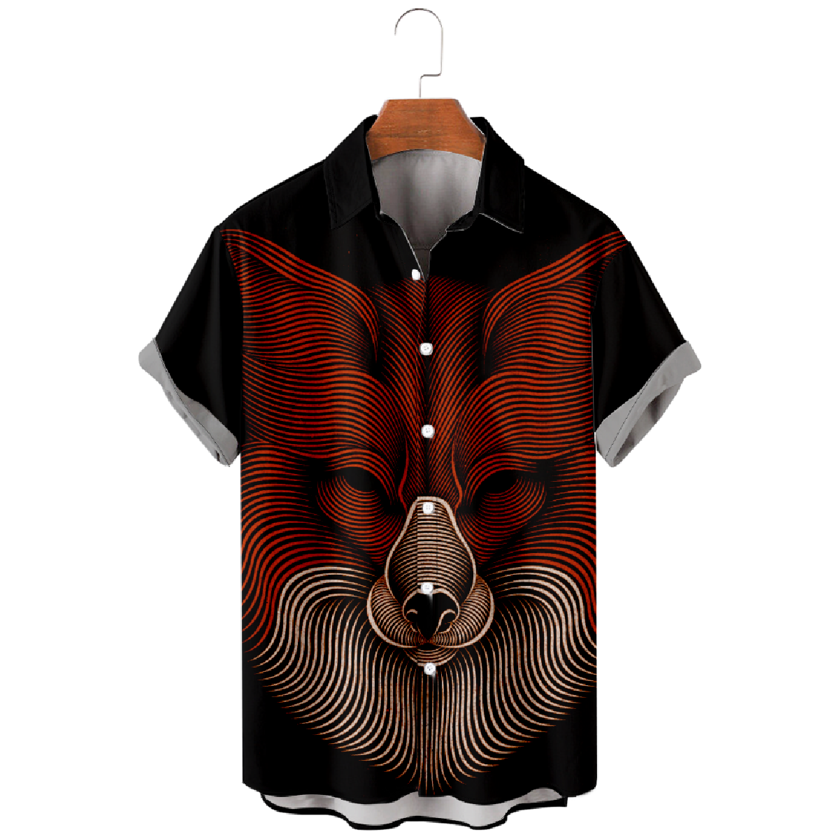 Fox Button Up Shirt High Resolution Fox Graphic Print Mens Hawaiian Shirt