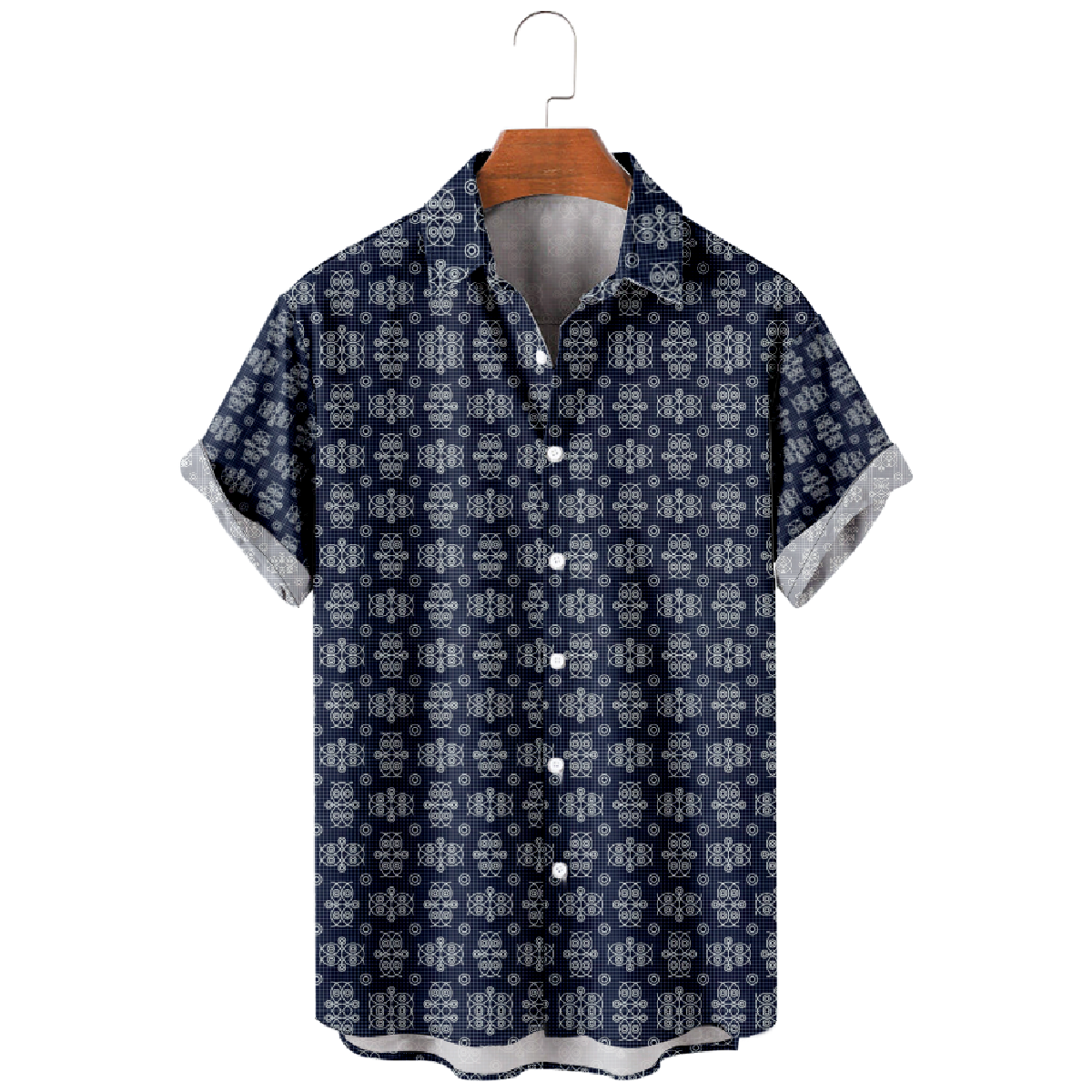 Owl Pattern Print Button Up Shirt Men's Owl Hawaiian Shirt Short Sleeve