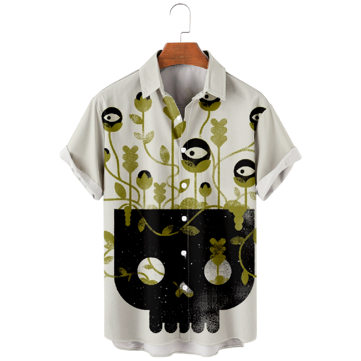 Plant Graphic Print Button Up Shirt Men's Short Sleeve Shirt Casual Shirt