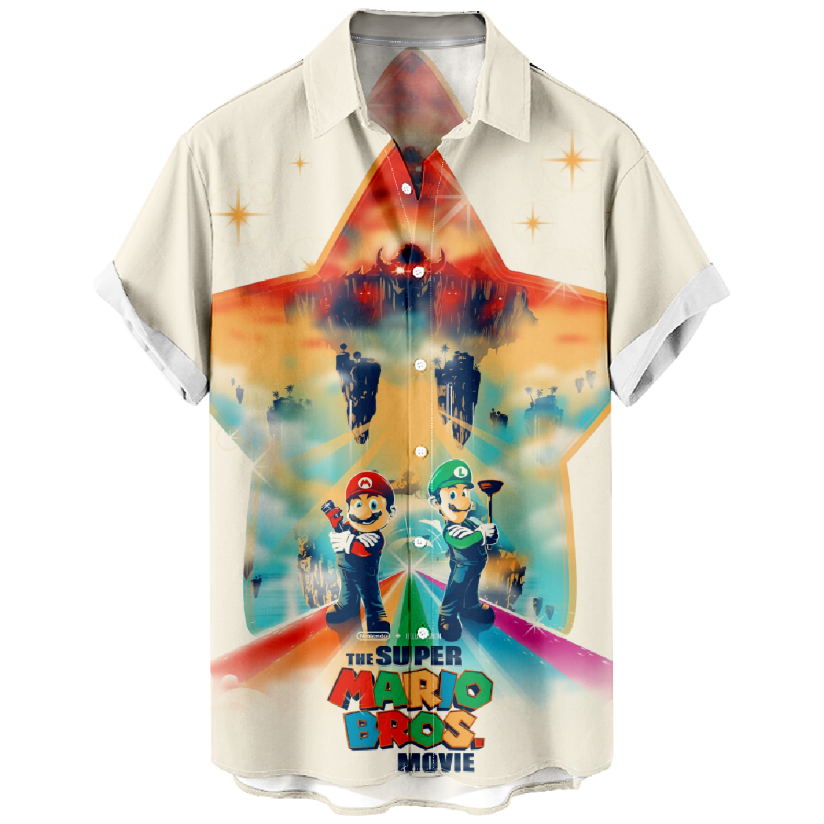 The Super Mario Bros. Button Up Shirt Men's Short Sleeve Shirt Allover Print