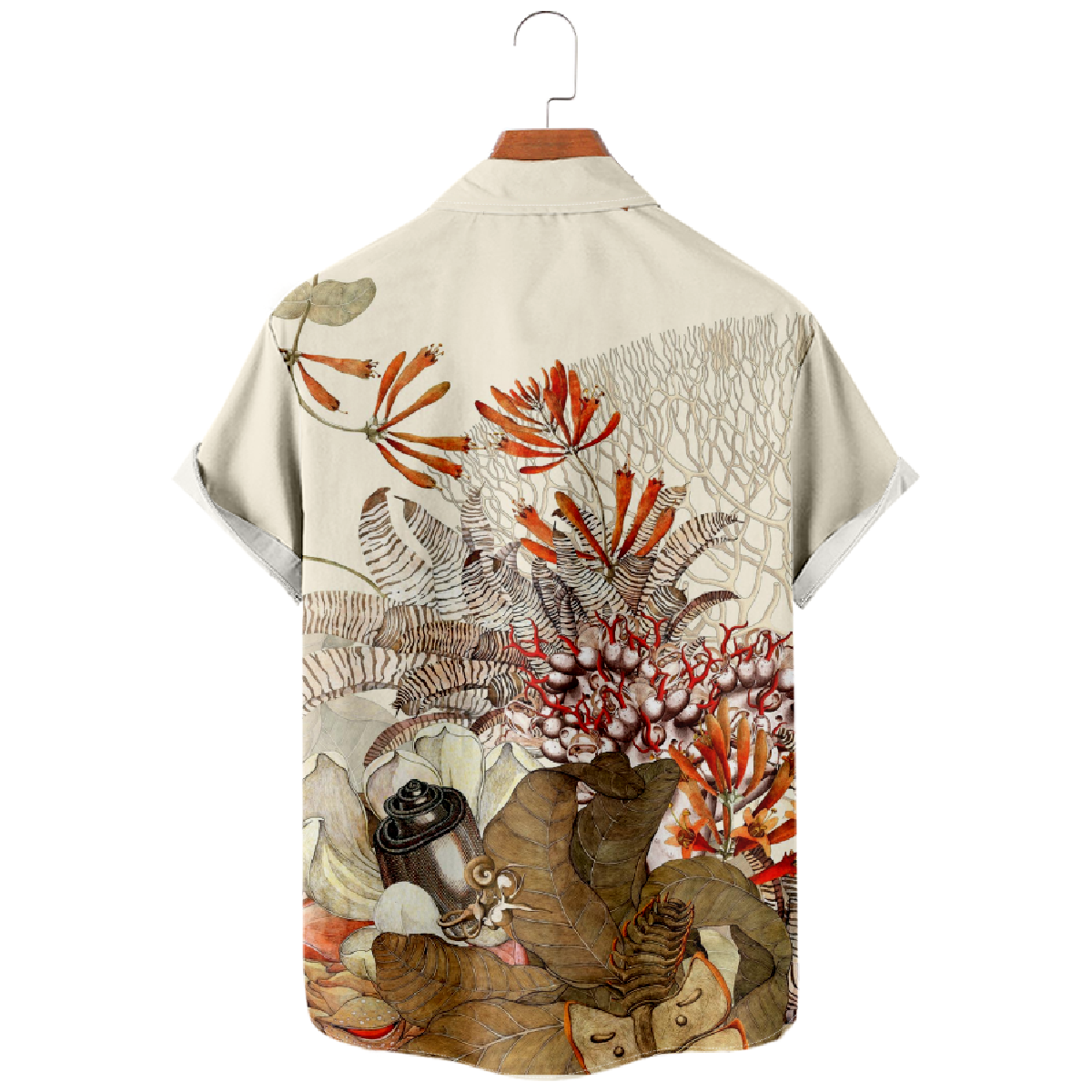 Plant Graphic Print Button Up Shirt Men's Short Sleeve Shirt Casual Shirt