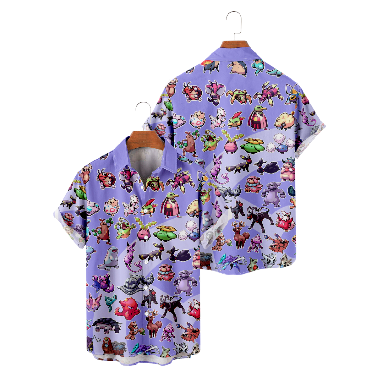 Pokemon Hawaiian Shirt Summer Short Sleeve Shirt Button Up Straight Collar Men's Tops
