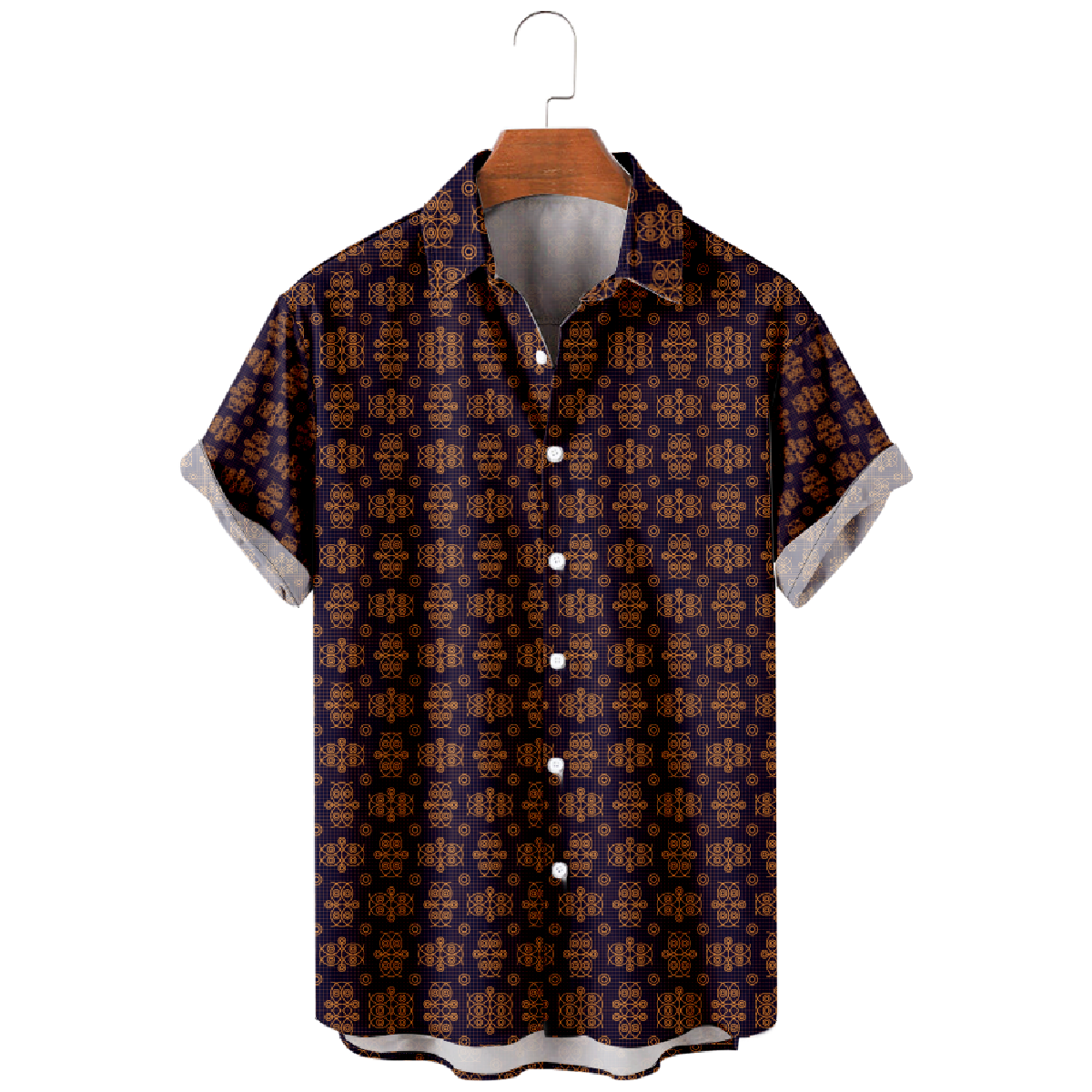 Owl Pattern Print Button Up Shirt Men's Owl Hawaiian Shirt Short Sleeve