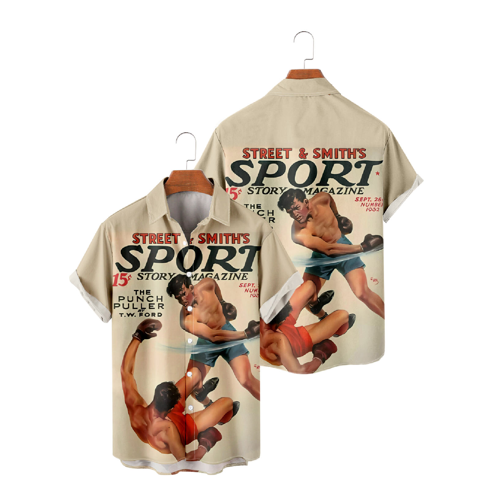 Fight Sports Button Up Shirt Men's Vintage Short Sleeve Shirt Summer Tops