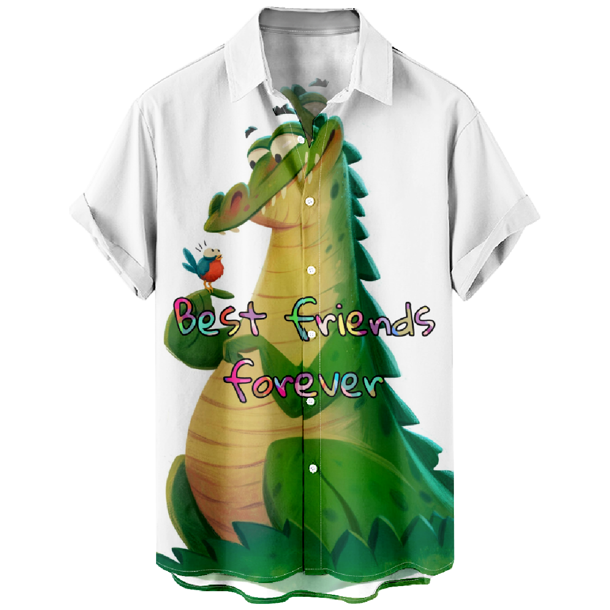 Crocodiles Button Up Shirt Men's Short Sleeve Best Friends Forever Tops Allover Print