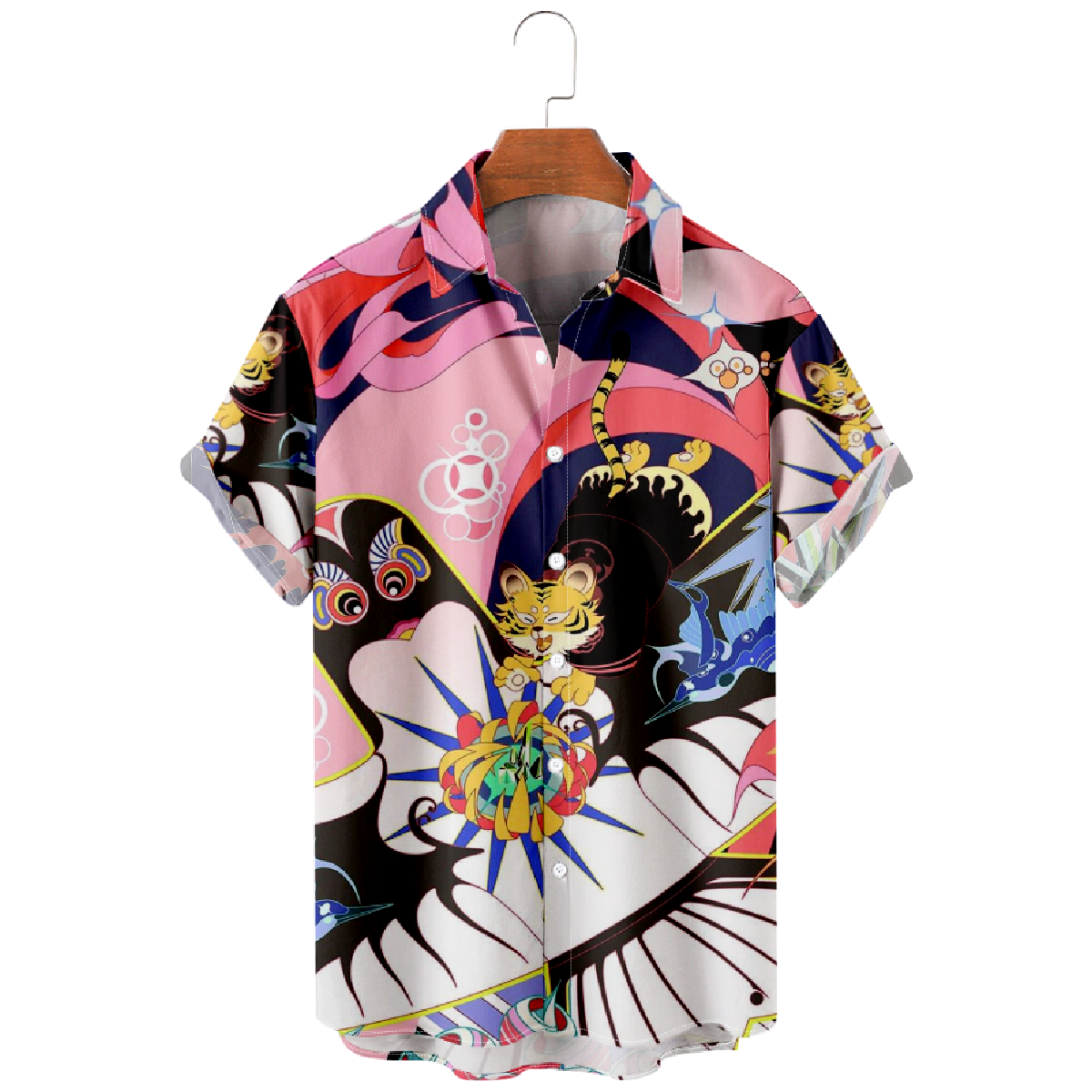 Kite Graphic Print Hawaiian Shirt Men's Button Up Shirt Short Sleeve Regular Fit