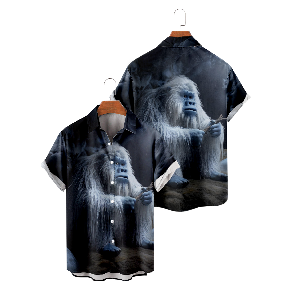 Caveman Print Button Up Shirt Men's Short Sleeve Shirt Cool Tops