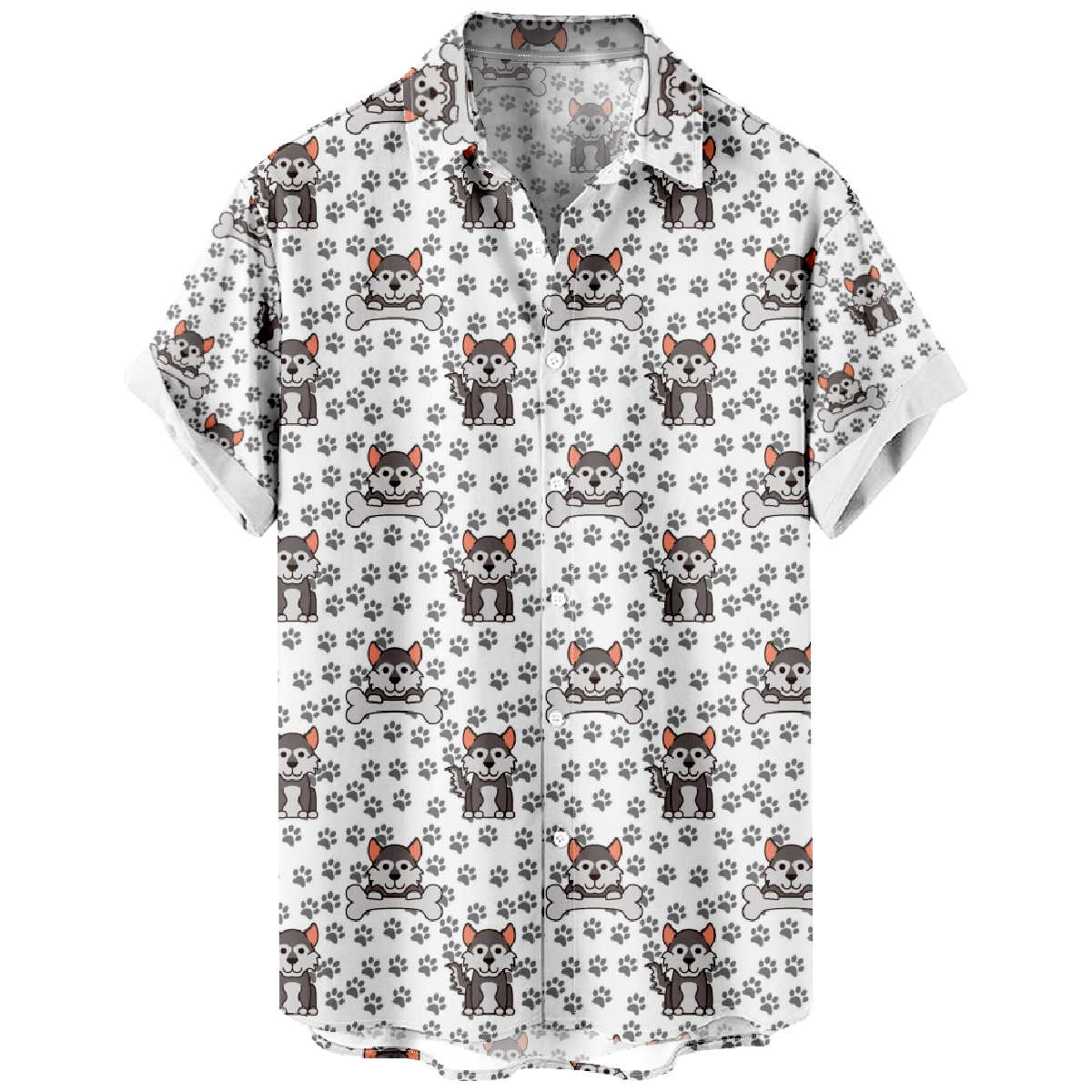 Dog Paw Print Hawaiian Shirt Men's Short Sleeve Shirt Summer Tops