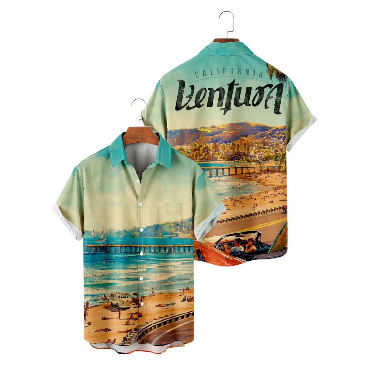 California Ventura Short Sleeve Shirt Men's Button Shirt Summer Tops Breathable