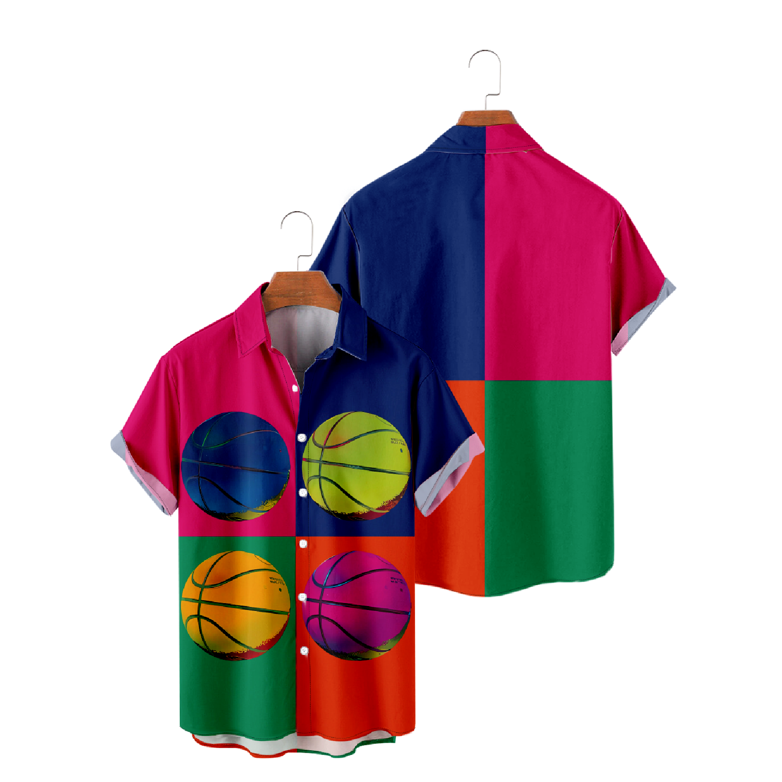 Sports Colour Block Button Up Shirt Men's Patchwork Short Sleeve Shirt Summer Tops