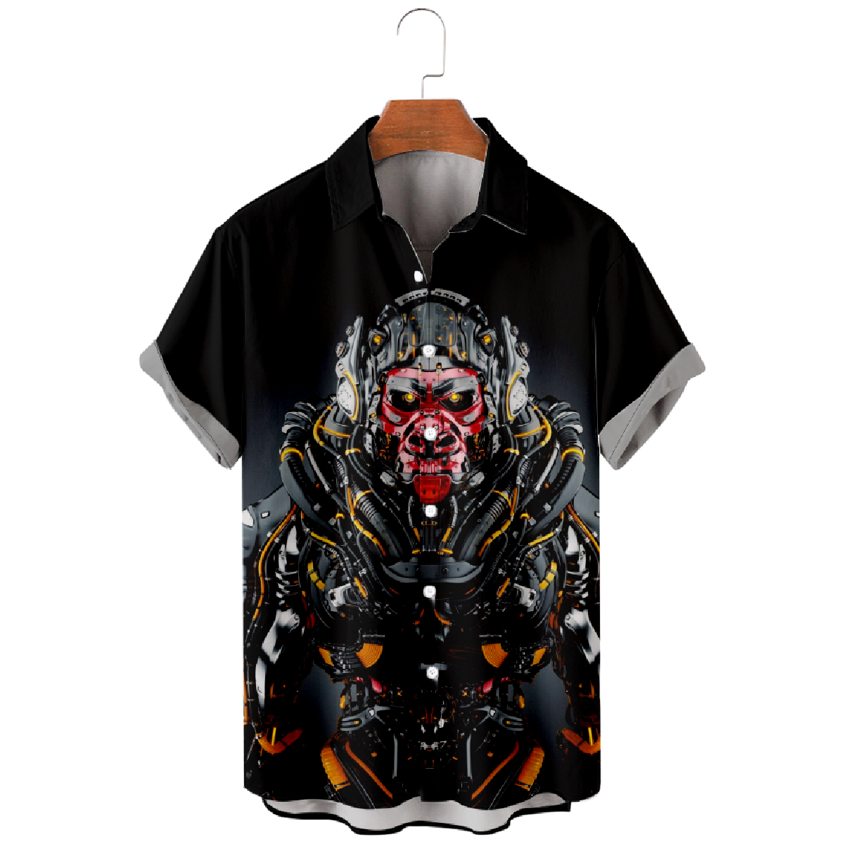 Robot Gorilla Button Up Shirt Men's Robot Culture Shirt Short Sleeve Shirt