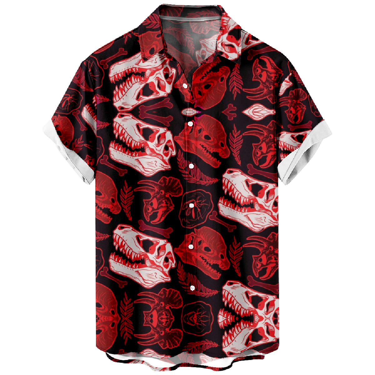 Men's Hawaiian Shirt Dinosaur Print Short Sleeve Shirt Summer Button Shirt