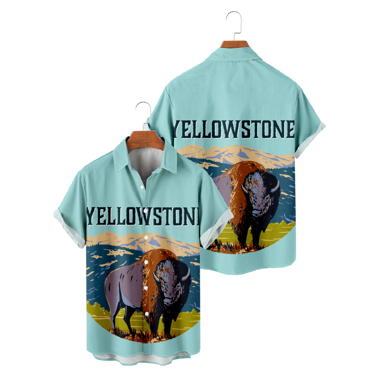 Yellowstone Button Up Shirt Men's Short Sleeve Shirt Summer Tops Allover Print