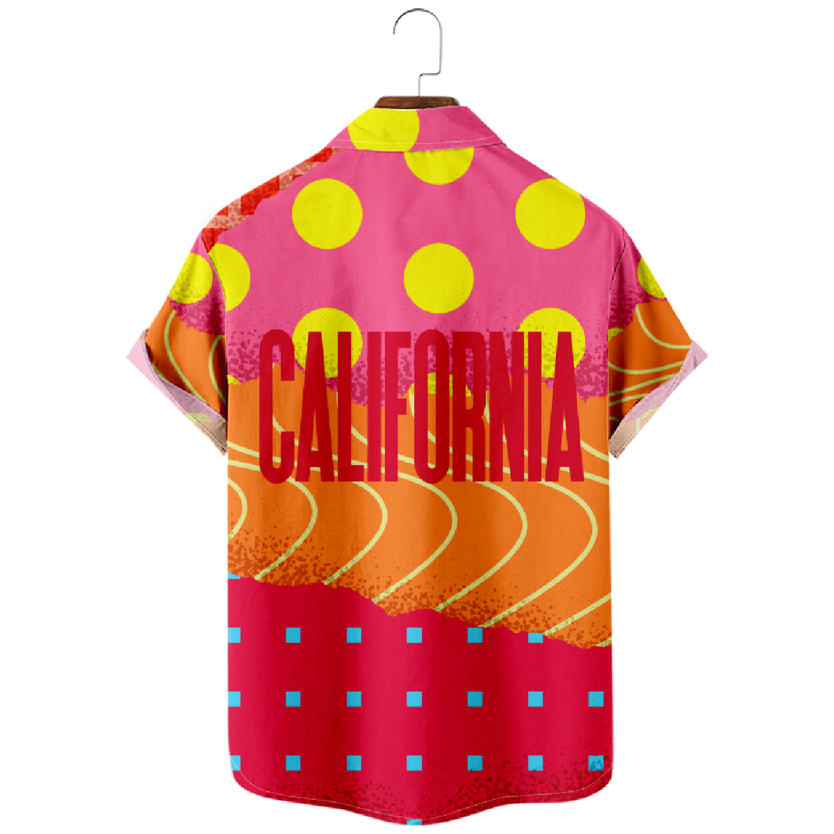 California Long Beach Short Sleeve Shirt Men's Button Shirt Summer Hawaiian Tops