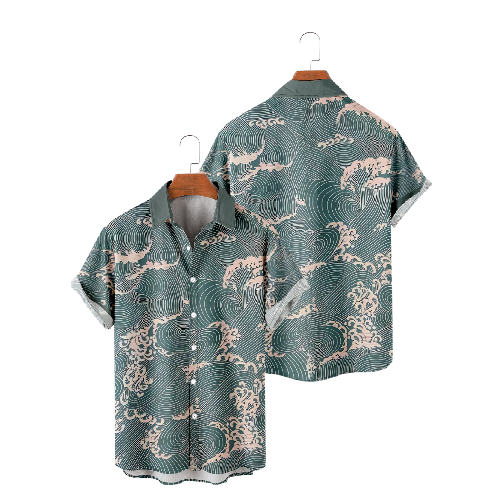 Ocean Waves Button Up Shirt Men's Short Sleeve Tops Graphic Print Shirt